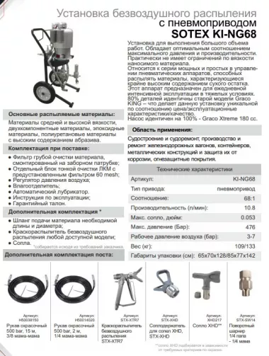 Установка безвоздушного распыления KI-NG 68:1 (аналог KING XL70-180)